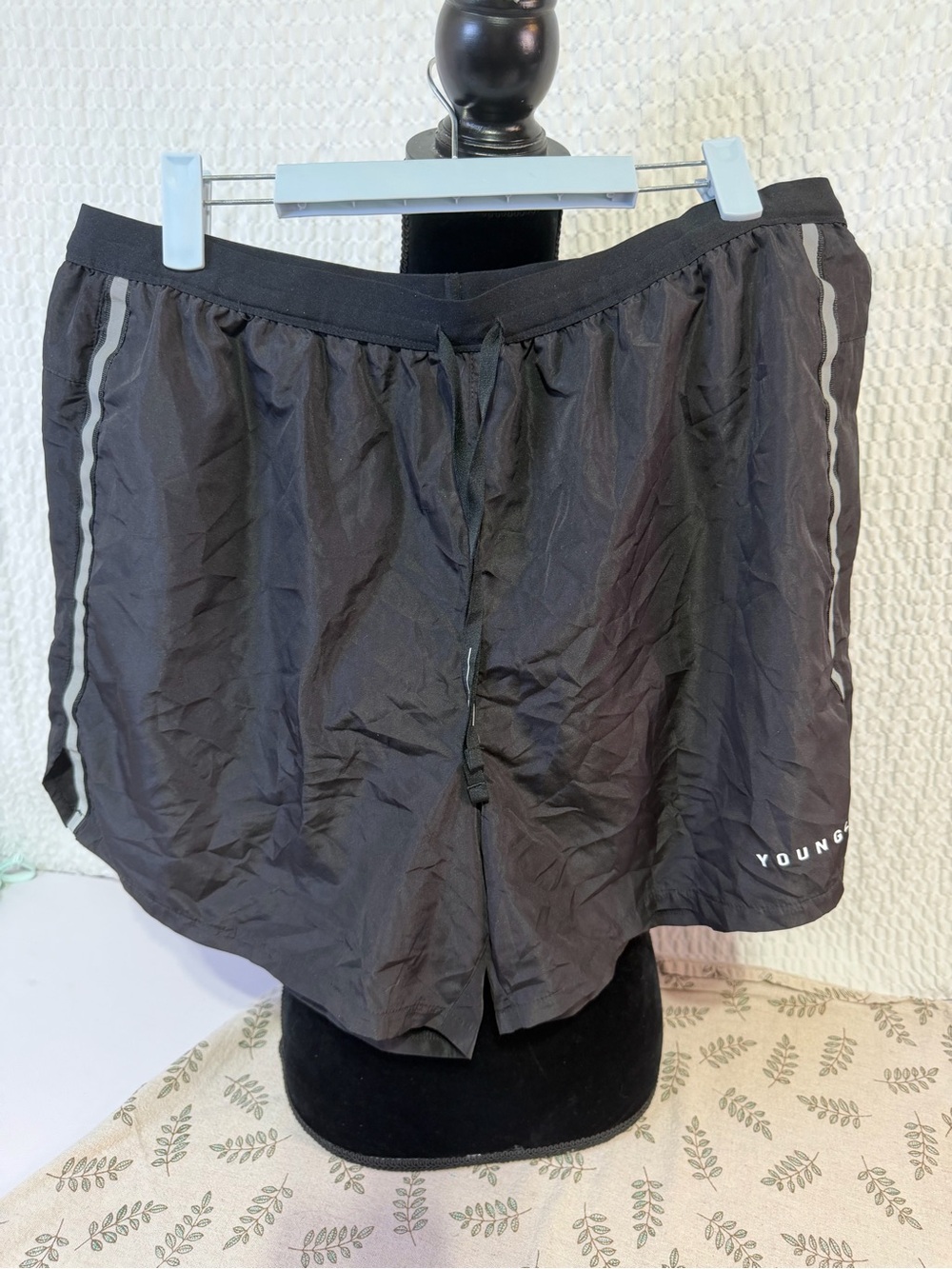 YoungLA Black Athletic Running Shorts with Reflective Stripes